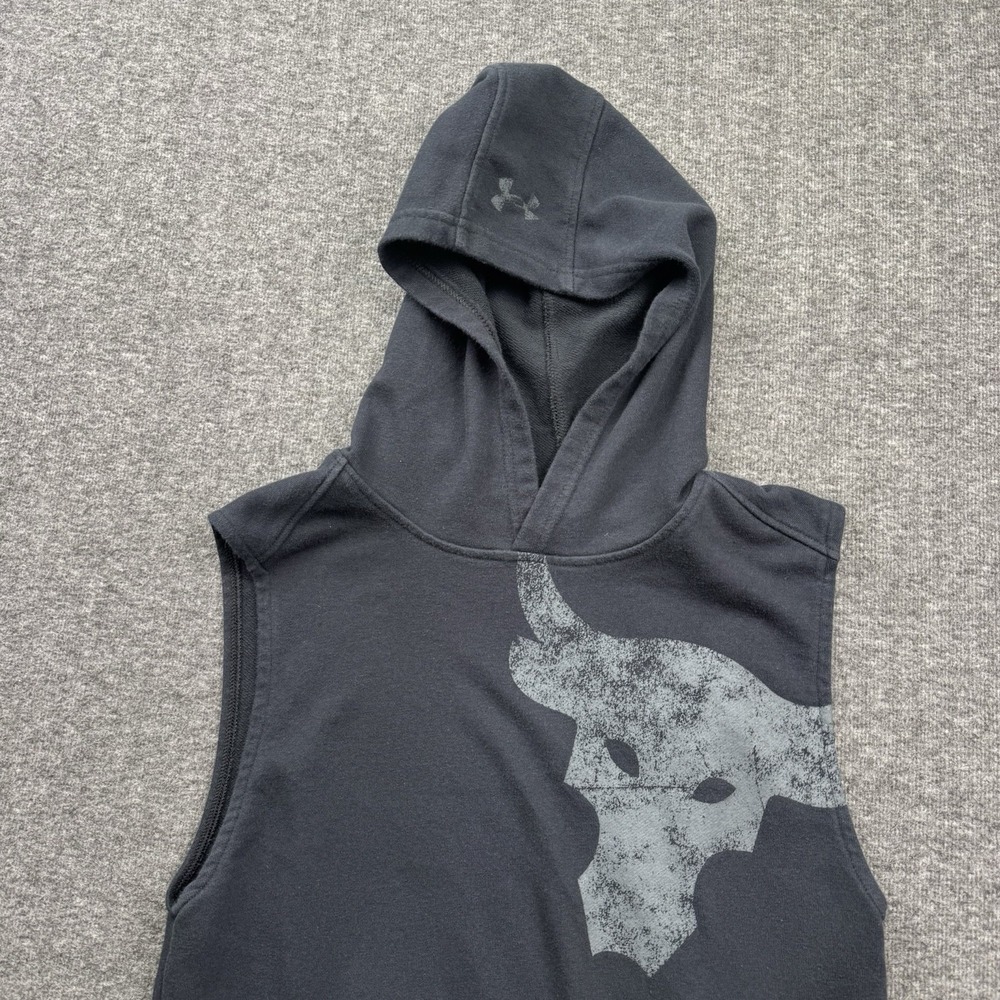 Under Armour Boys Project Rock Terry Sleeveless Hoodie Size Youth XL YXL Black